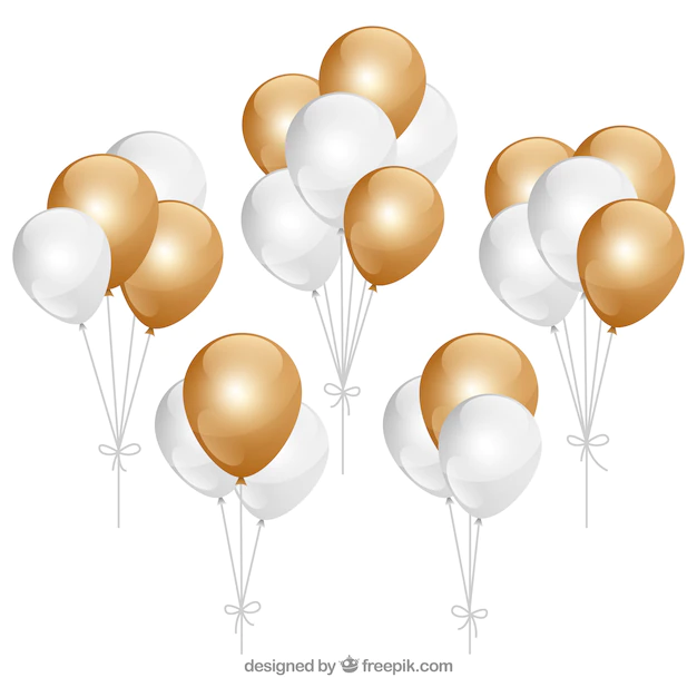 Free Vector | Gold and white balloons bunch collection