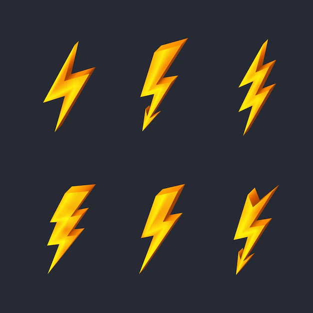 Free Vector | Gold lightning icons on black vector illustration