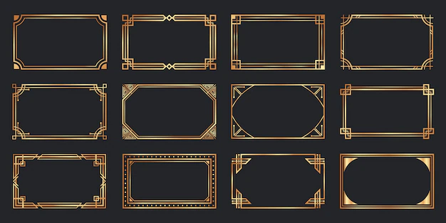 Free Vector | Golden art deco frames