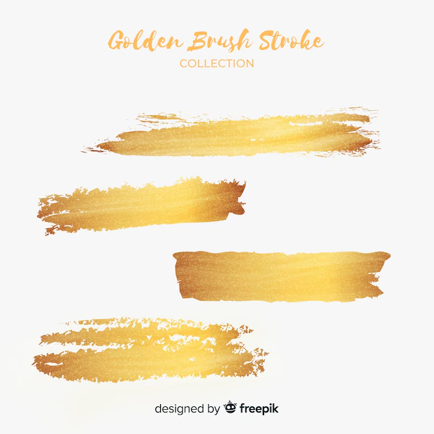 Free Vector | Golden brush stroke set