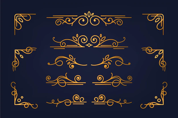 Free Vector | Golden calligraphic ornamental element collection