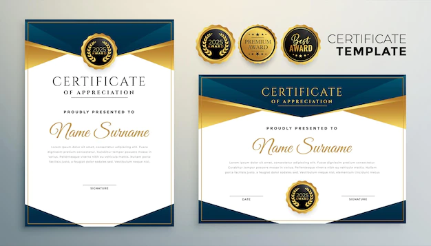 Free Vector | Golden certificate award template for multipurpose use