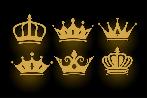 Free Vector | Golden decorative king and queen crowns set