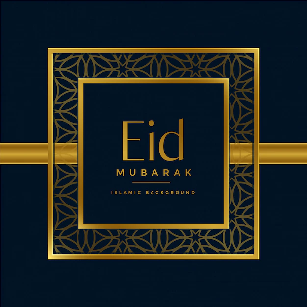 Free Vector | Golden eid mubarak islamic greeting background