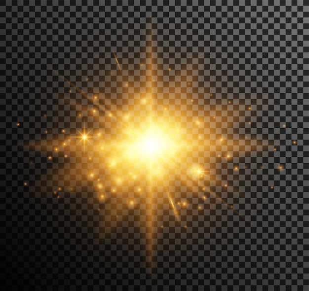 Free Vector | Golden light. shining particles, bokeh, sparks, glare with a highlight effec
