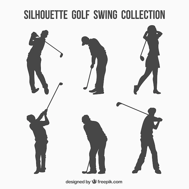 Free Vector | Golf swing silhouette set