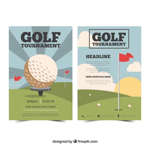 Free Vector | Golf tournament flyer in vintage style
