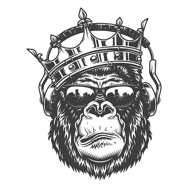 Free Vector | Gorilla head in monochrome style