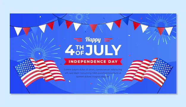 Free Vector | Gradient 4th of july banner with american flags