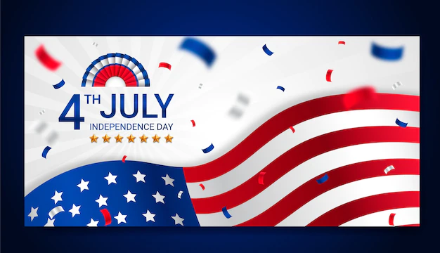 Free Vector | Gradient 4th of july banner with confetti