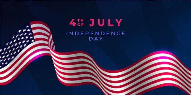 Free Vector | Gradient 4th of july banner with dynamic flag