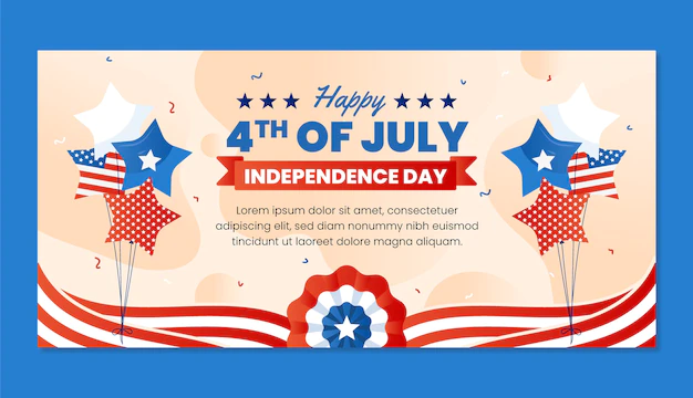 Free Vector | Gradient 4th of july banner with flags