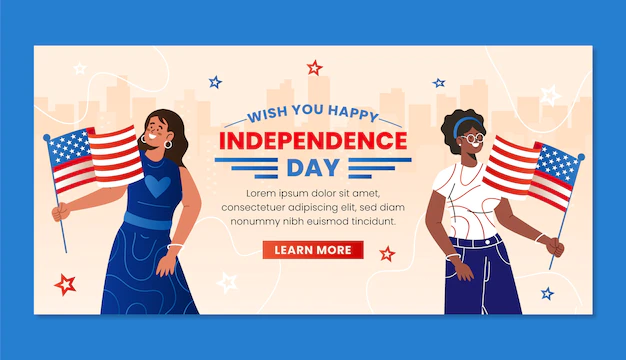 Free Vector | Gradient 4th of july banner with smiley people
