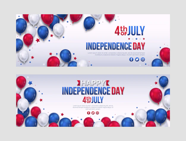 Free Vector | Gradient 4th of july banners with balloons