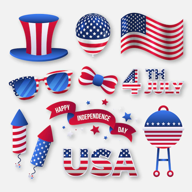 Free Vector | Gradient 4th of july element pack