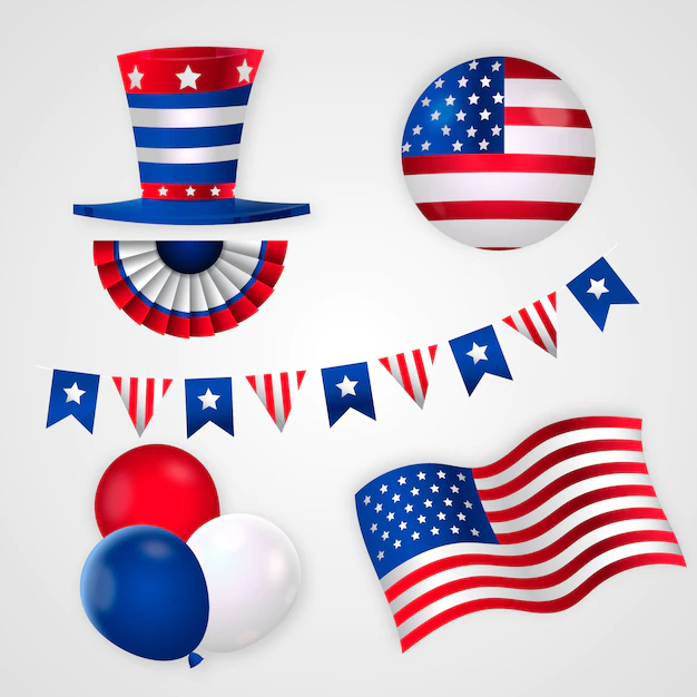 Free Vector | Gradient 4th of july element set