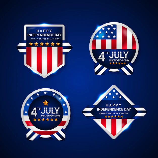 Free Vector | Gradient 4th of july flag label collection