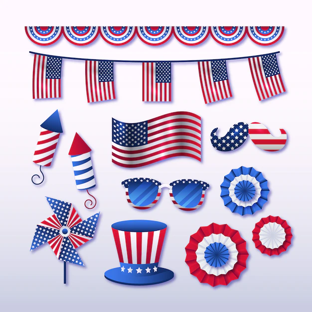 Free Vector | Gradient 4th of july item collection