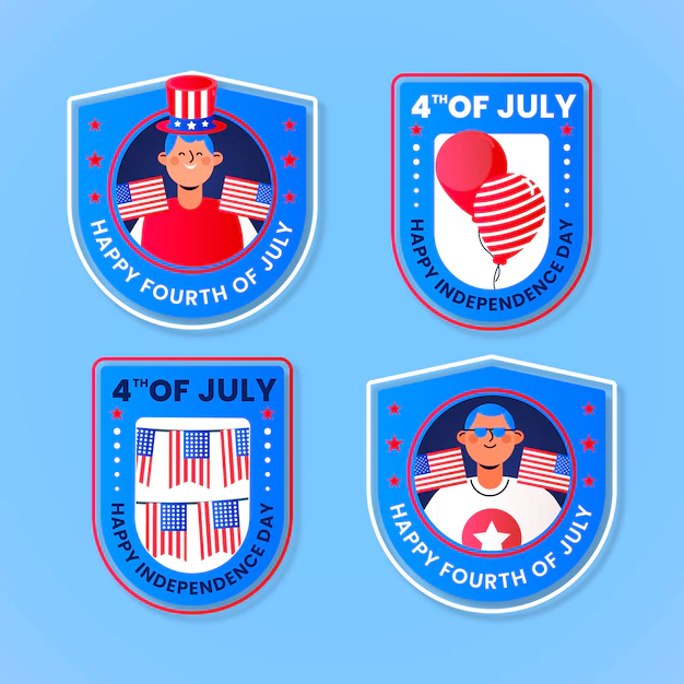 Free Vector | Gradient 4th of july label collection