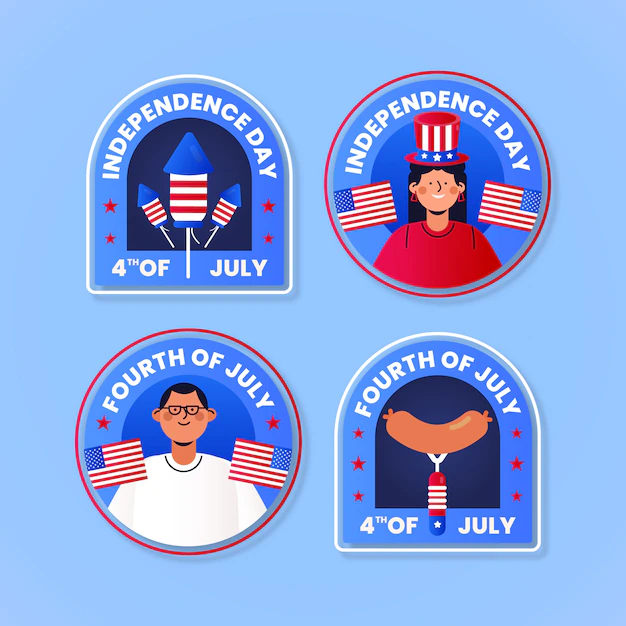 Free Vector | Gradient 4th of july label set