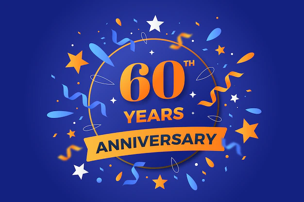 Free Vector | Gradient 60th anniversary or birthday card