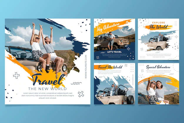 Free Vector | Gradient adventure instagram posts collection with photo