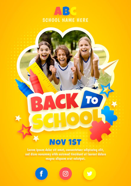 Free Vector | Gradient back to school vertical flyer template with photo