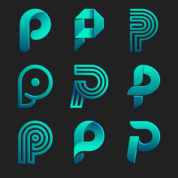 Free Vector | Gradient colored p logo collection