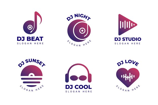 Free Vector | Gradient dj logo collection