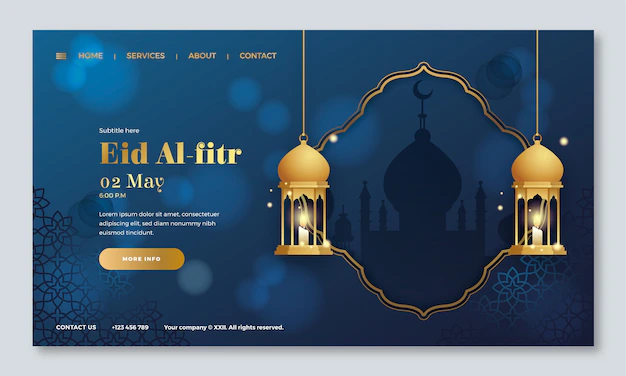 Free Vector | Gradient eid al-fitr landing page template