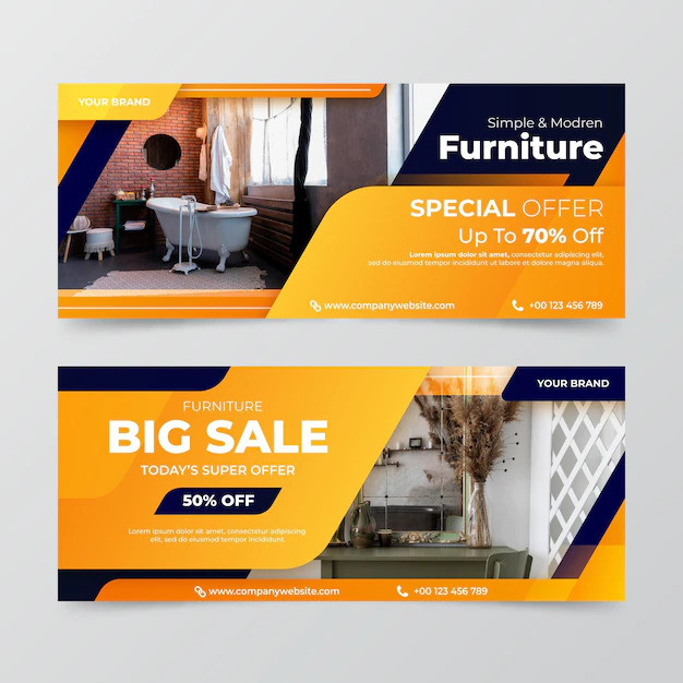 Free Vector | Gradient furniture sale banner