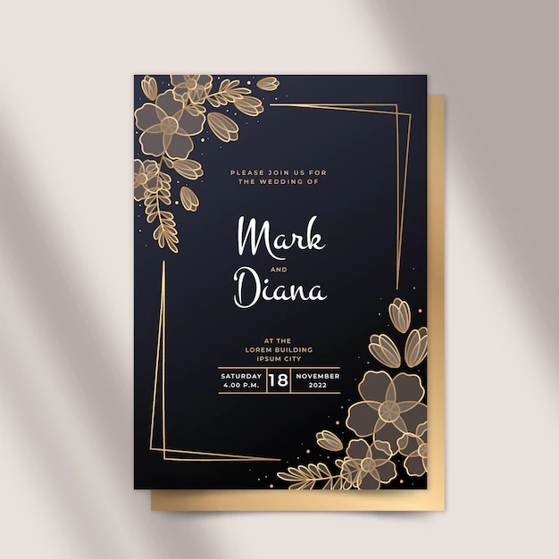 Free Vector | Gradient golden floral wedding invitation