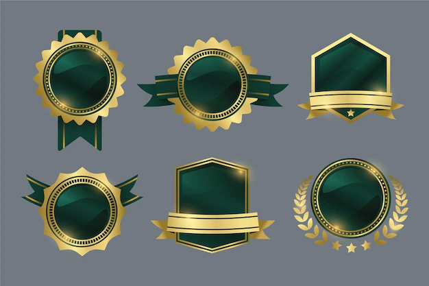 Free Vector | Gradient golden luxury badges collection