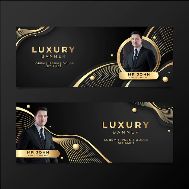 Free Vector | Gradient golden luxury banners