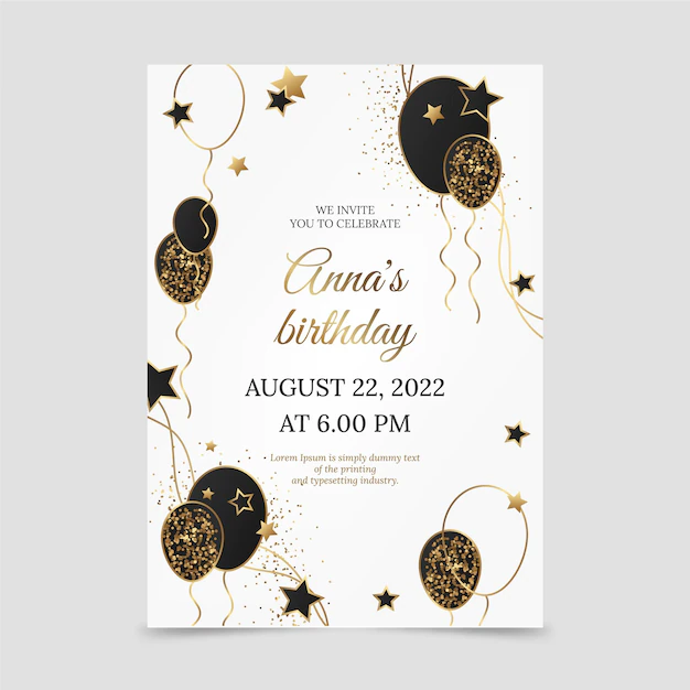 Free Vector | Gradient golden luxury birthday invitation