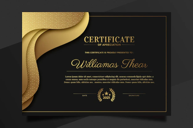 Free Vector | Gradient golden luxury certificate template