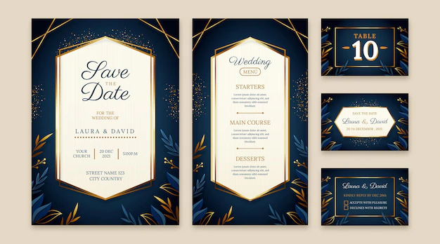 Free Vector | Gradient golden luxury wedding stationery