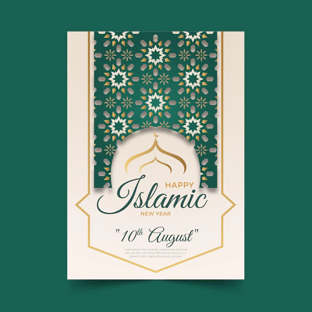 Free Vector | Gradient islamic new year vertical poster template