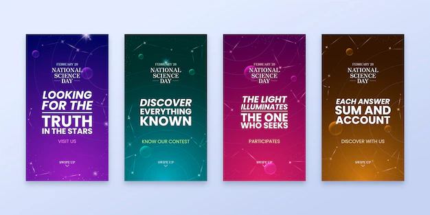 Free Vector | Gradient national science day instagram stories collection
