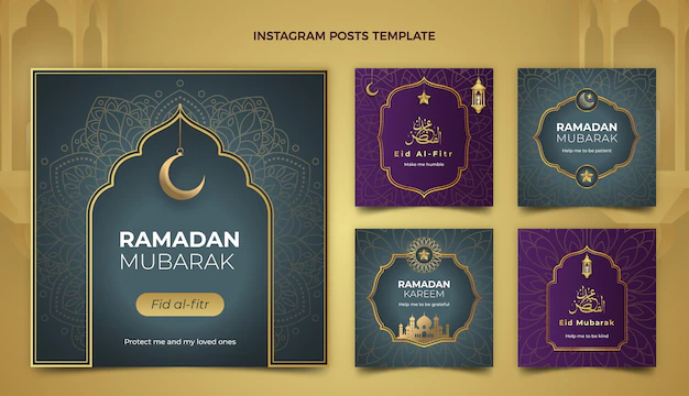 Free Vector | Gradient ramadan instagram posts collection