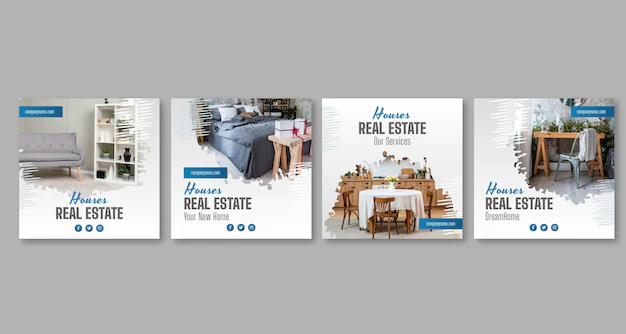 Free Vector | Gradient real estate instagram post collection