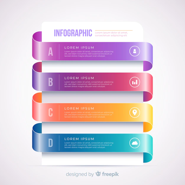 Free Vector | Gradient realistic colorful step infographics