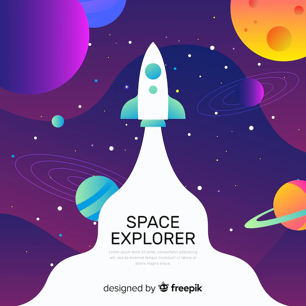 Free Vector | Gradient space with a rocket background