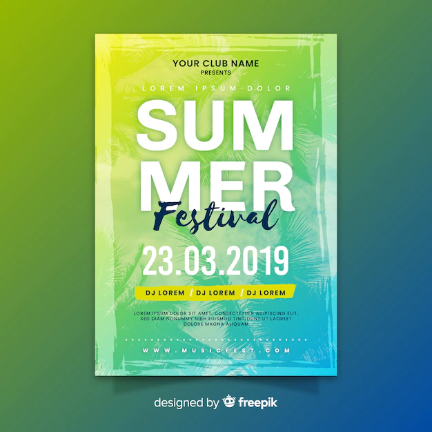 Free Vector | Gradient summer music festival poster