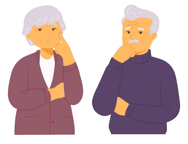 Free Vector | Grandparent worry problem retire anxiety old clipart vector illustration