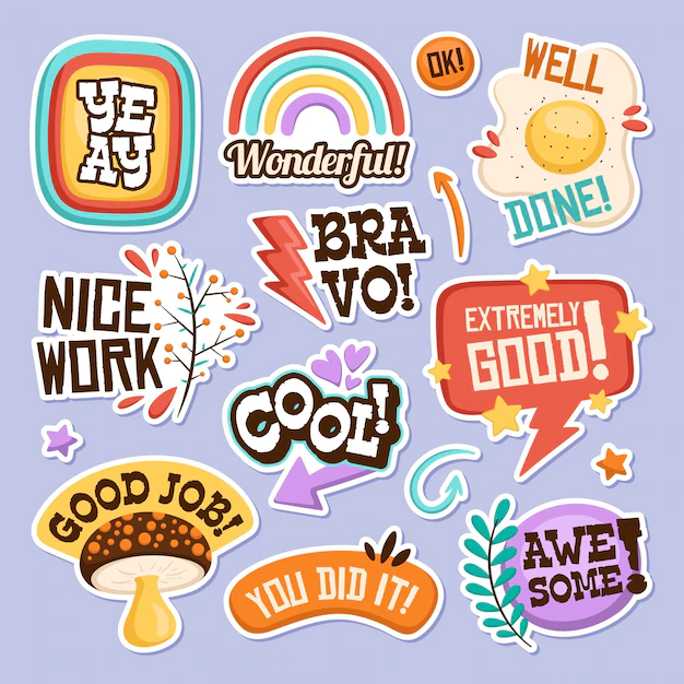 Free Vector | Great job and good job sticker collection