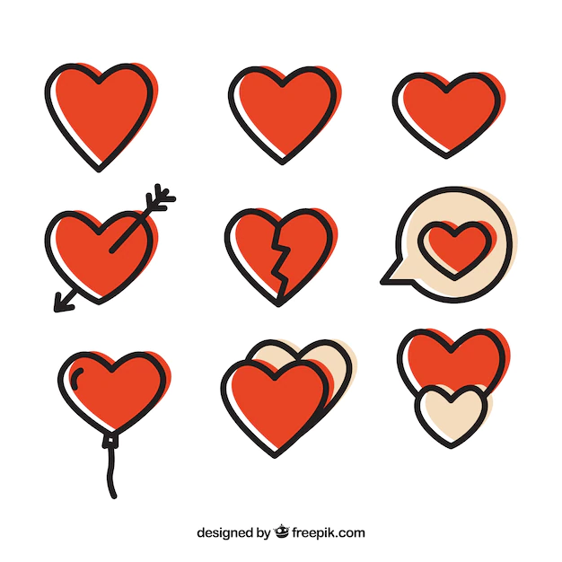 Free Vector | Great pack of nine hearts