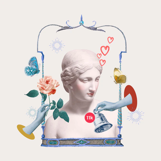 Free Vector | Greek goddess statue online dating notification aesthetic mixed media
