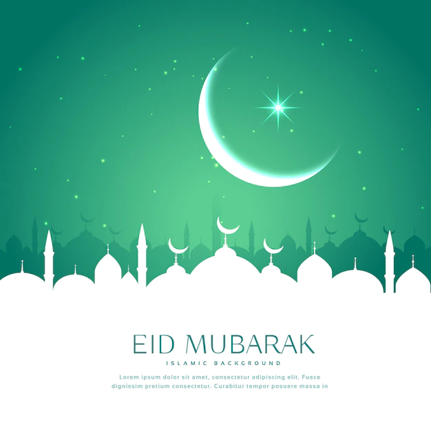 Free Vector | Green and white design for eid mubarak