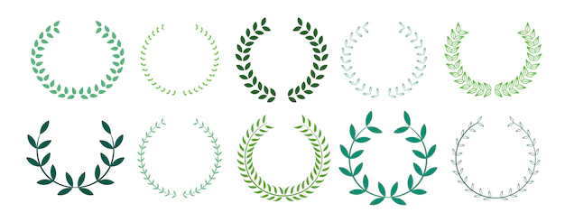 Free Vector | Green leaves laurel wreath collection